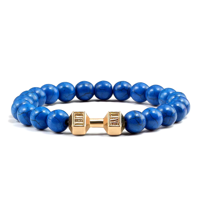 Pulsera Fitness con Mancuerna (Piedras Naturales)