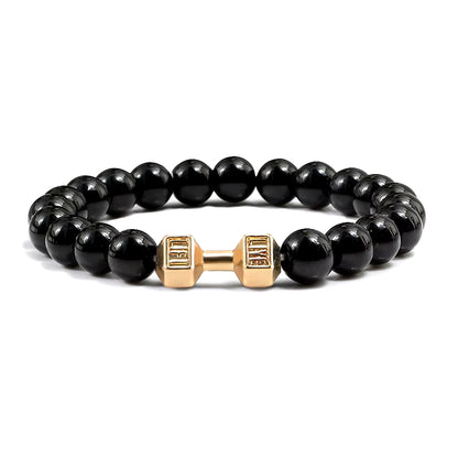 Pulsera Fitness con Mancuerna (Piedras Naturales)