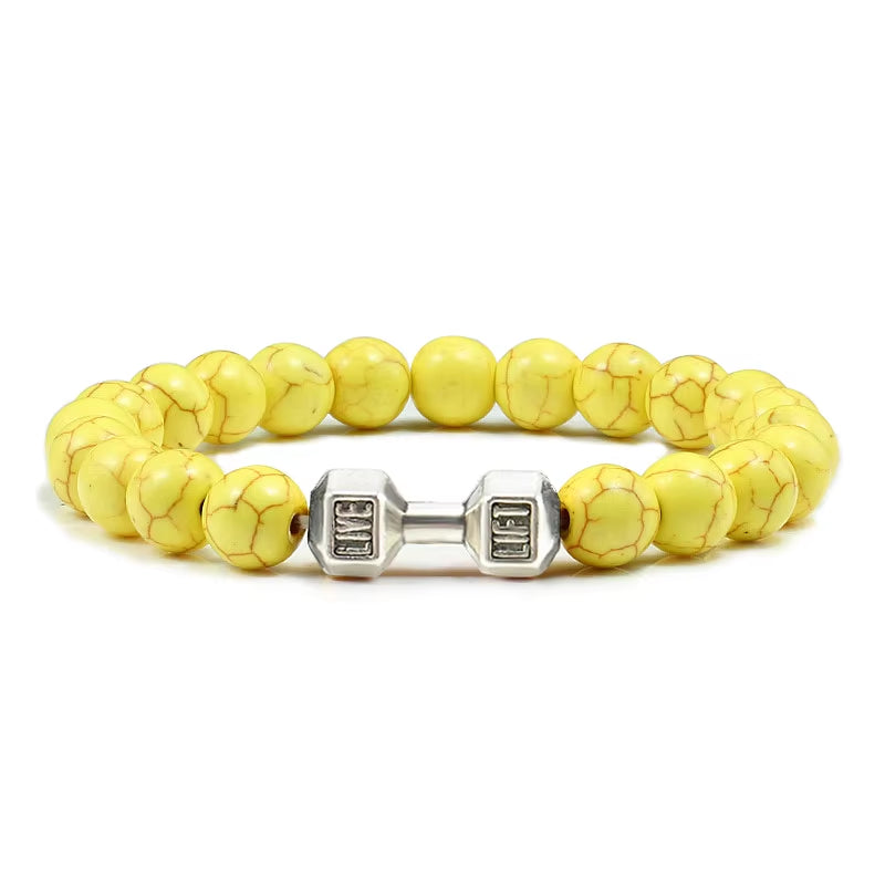 Pulsera Fitness con Mancuerna (Piedras Naturales)