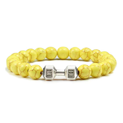 Pulsera Fitness con Mancuerna (Piedras Naturales)