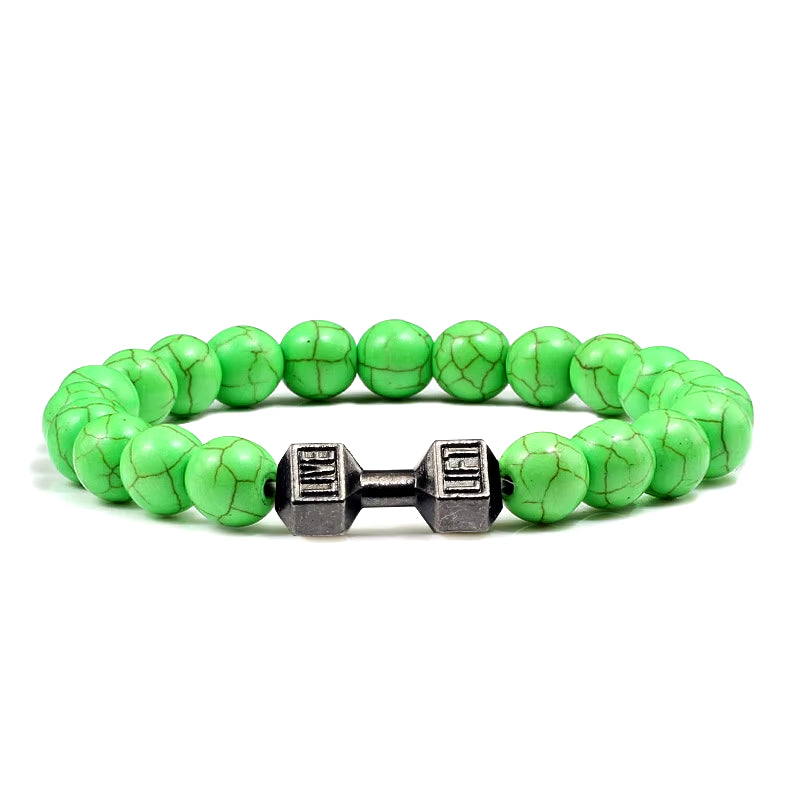 Pulsera Fitness con Mancuerna (Piedras Naturales)