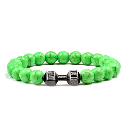 Pulsera Fitness con Mancuerna (Piedras Naturales)