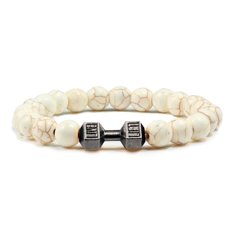 Pulsera Fitness con Mancuerna (Piedras Naturales)