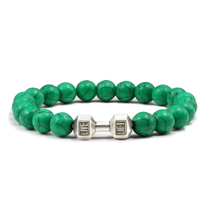 Pulsera Fitness con Mancuerna (Piedras Naturales)