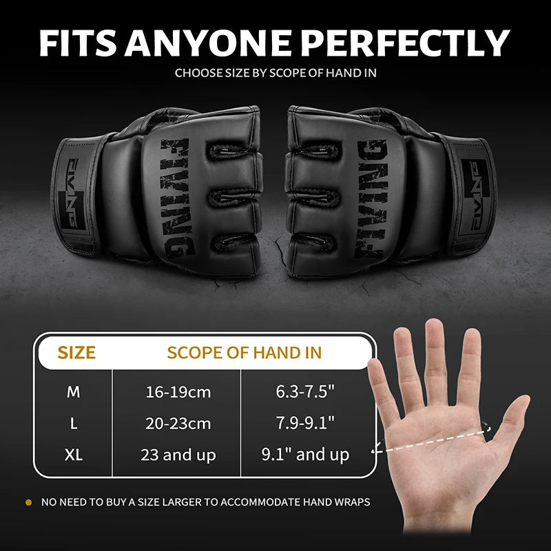 Guantes de MMA y Boxeo Medio Dedo FIVING (Cuero PU)