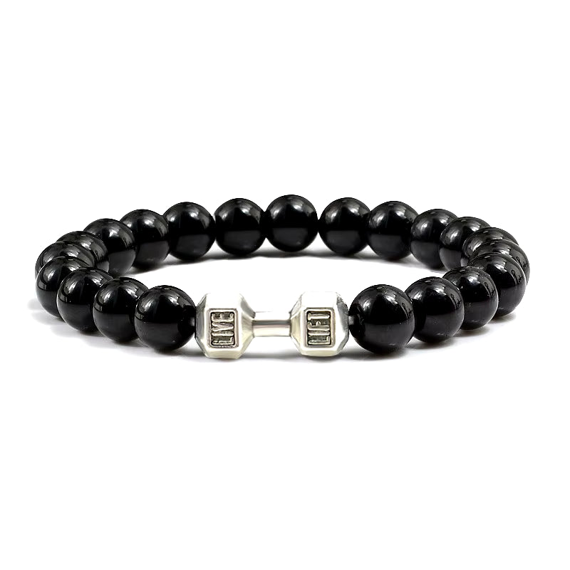 Pulsera Fitness con Mancuerna (Piedras Naturales)
