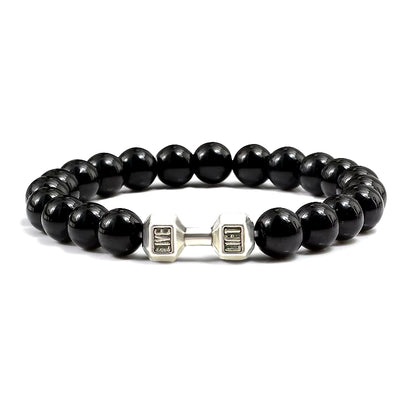 Pulsera Fitness con Mancuerna (Piedras Naturales)