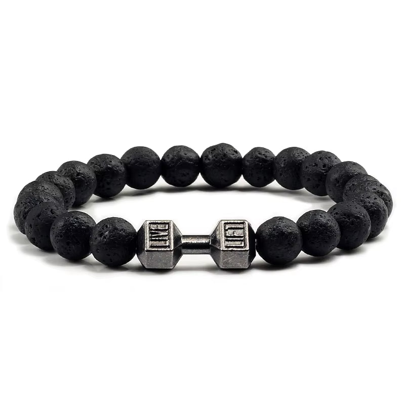 Pulsera Fitness con Mancuerna (Piedras Naturales)