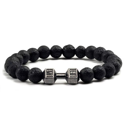Pulsera Fitness con Mancuerna (Piedras Naturales)