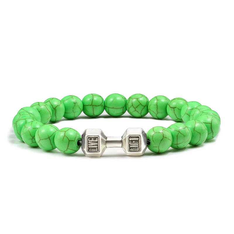 Pulsera Fitness con Mancuerna (Piedras Naturales)