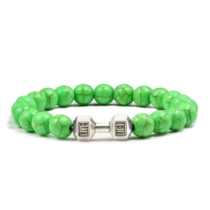 Pulsera Fitness con Mancuerna (Piedras Naturales)