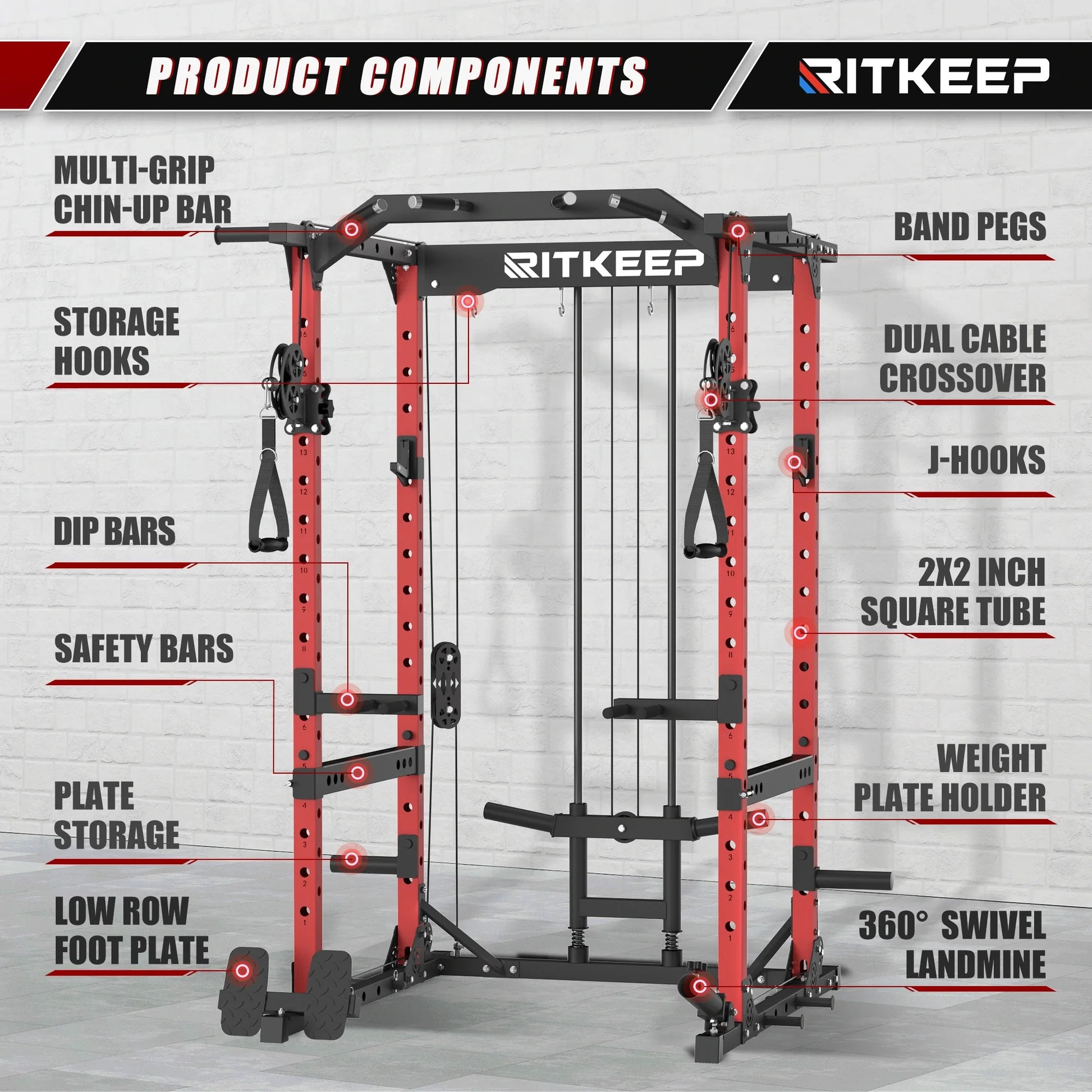 Multigimnasio Power Rack con Poleas Cruzadas 