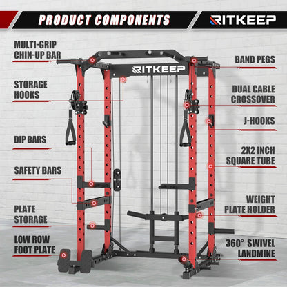 Multigimnasio Power Rack con Poleas Cruzadas 