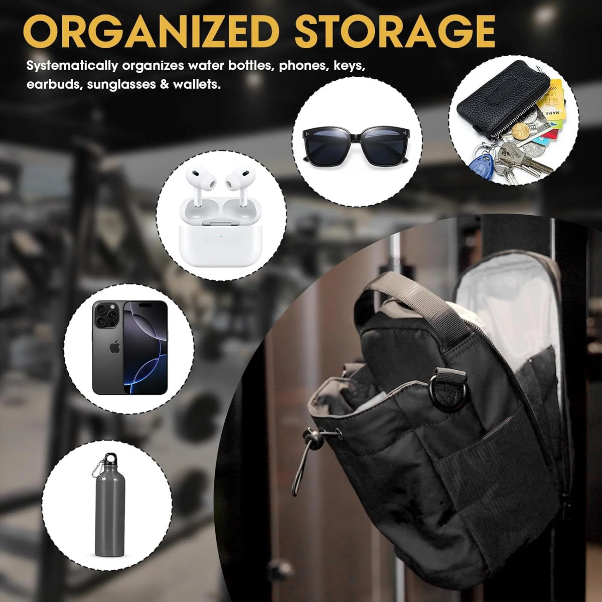 Bolso Magnético para Gimnasio (Organizador de Rack)