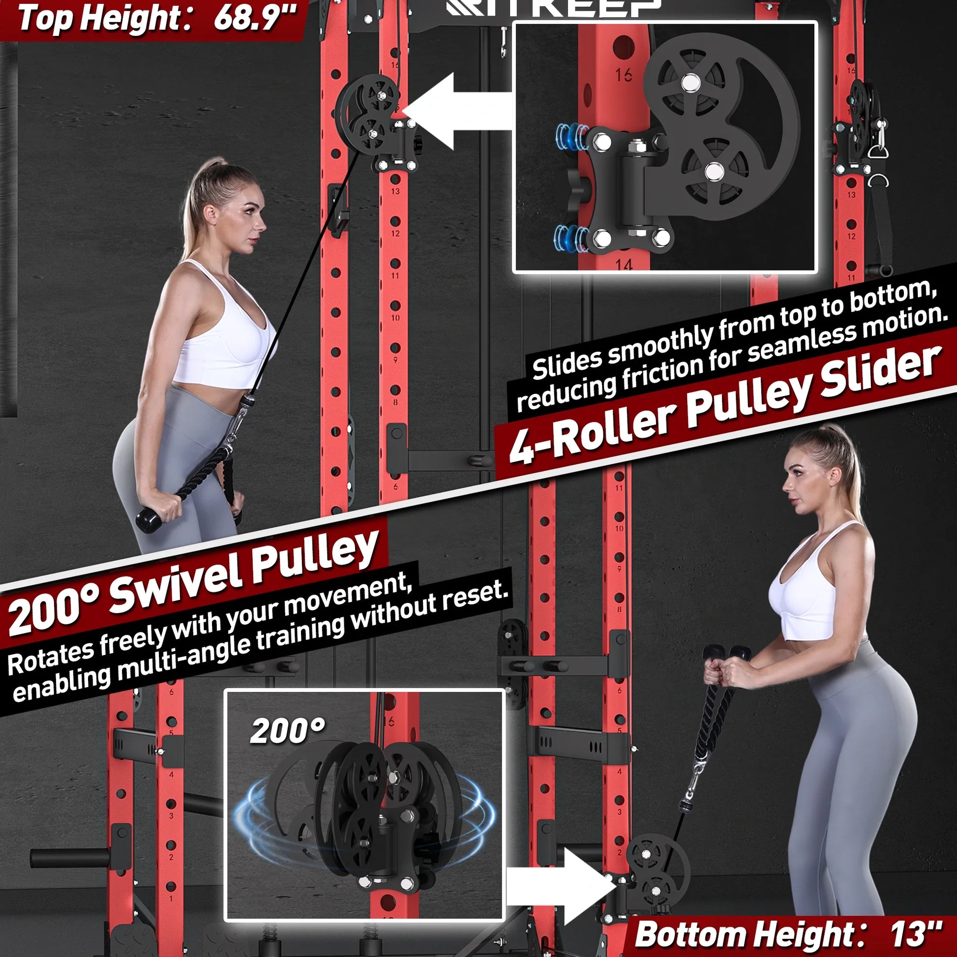 Multigimnasio Power Rack con Poleas Cruzadas 