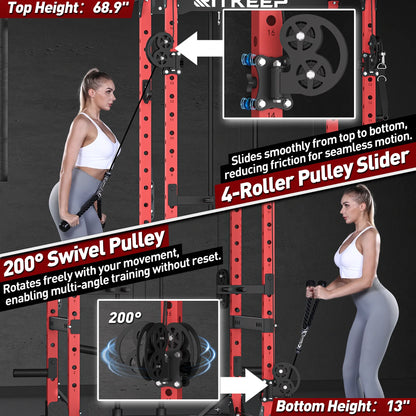 Multigimnasio Power Rack con Poleas Cruzadas 