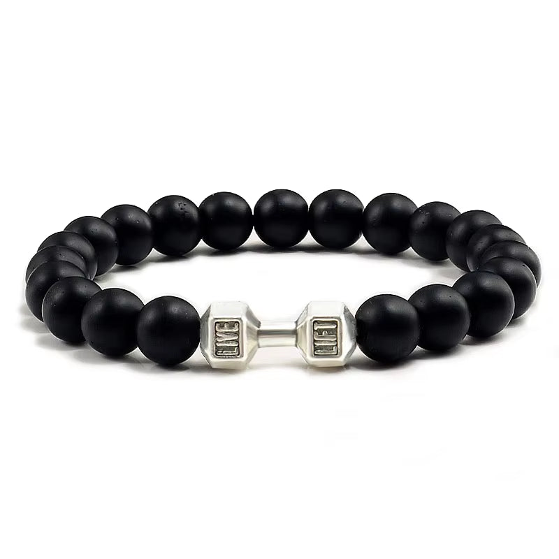 Pulsera Fitness con Mancuerna (Piedras Naturales)