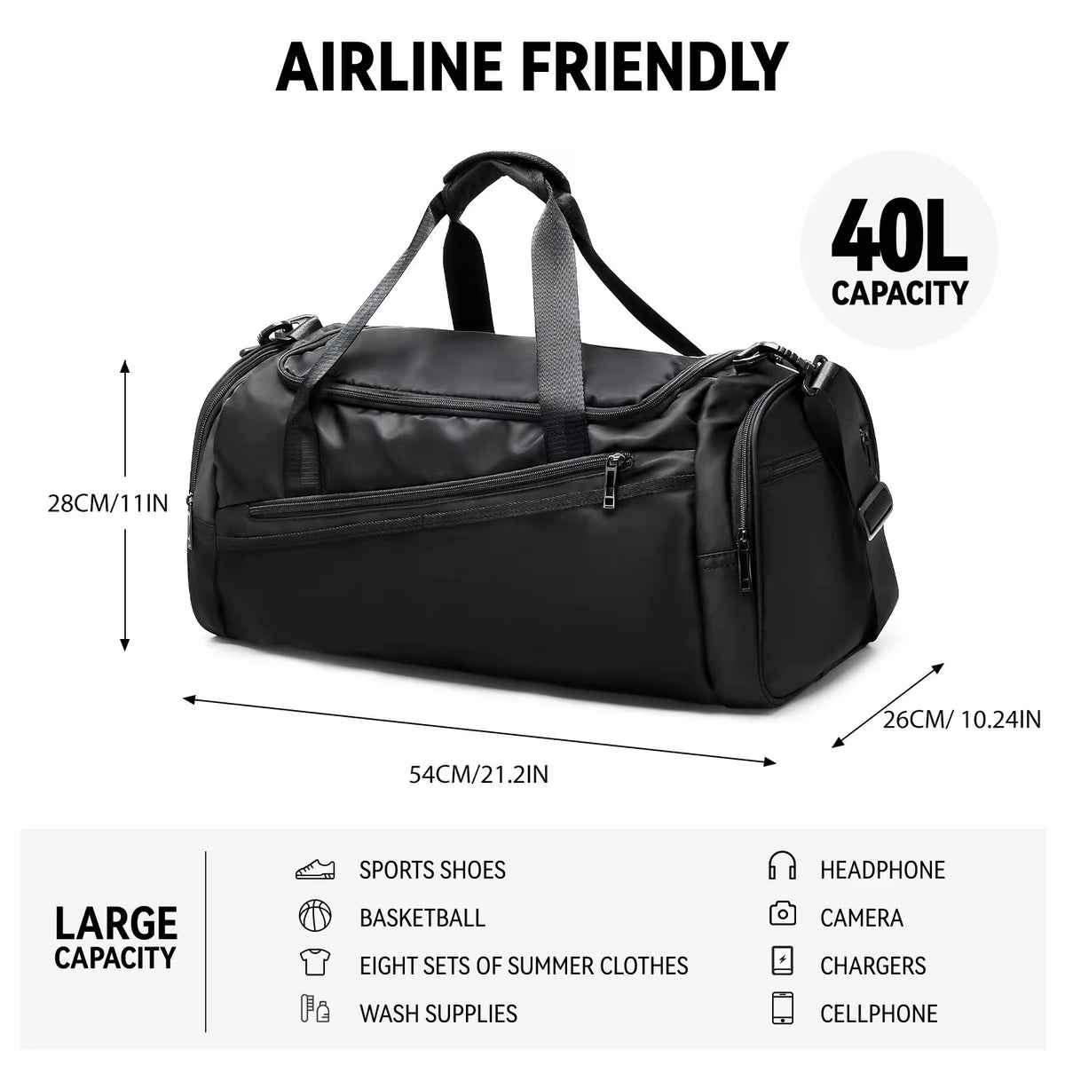 Bolso Deportivo con Compartimento para Calzado (40L)