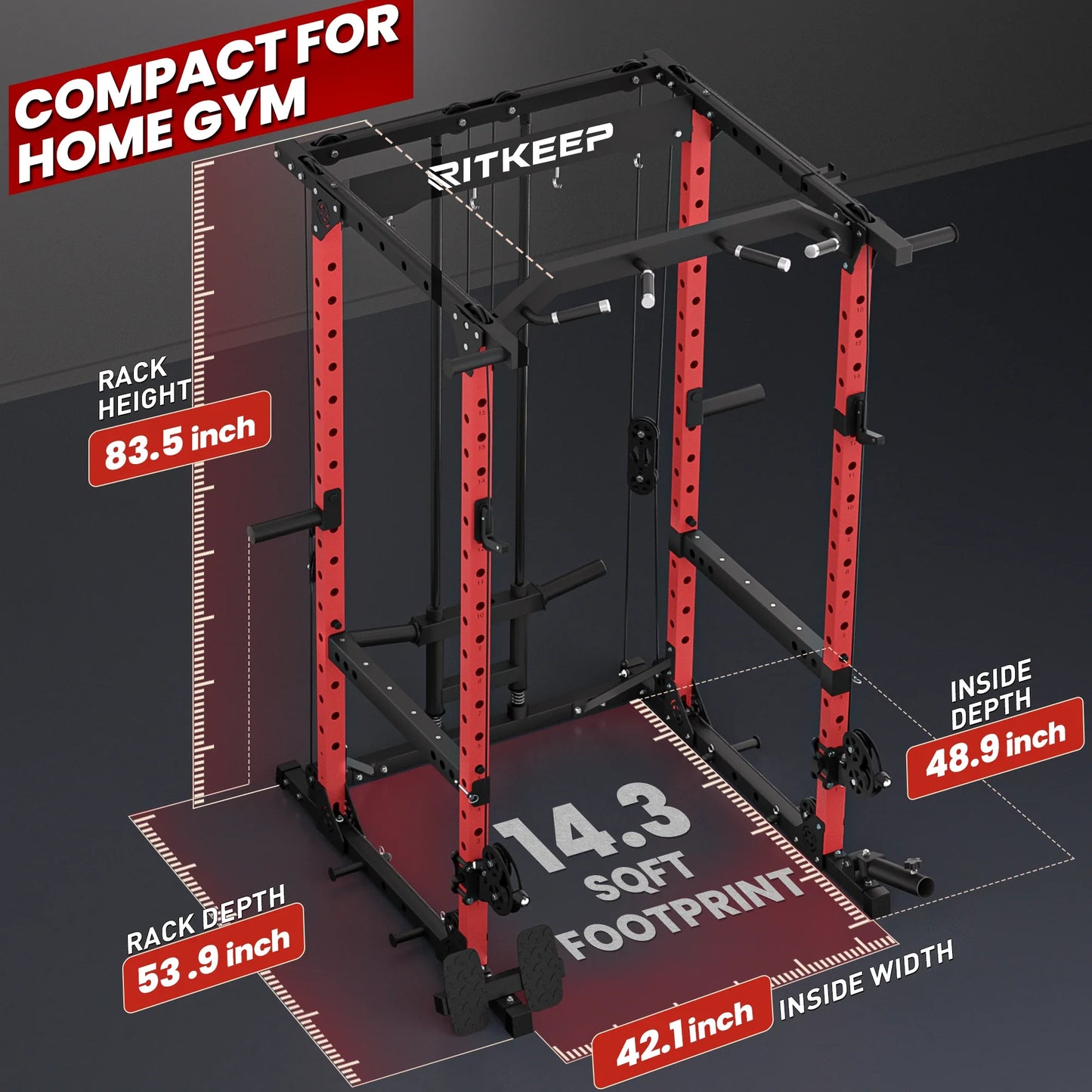 Multigimnasio Power Rack con Poleas Cruzadas 