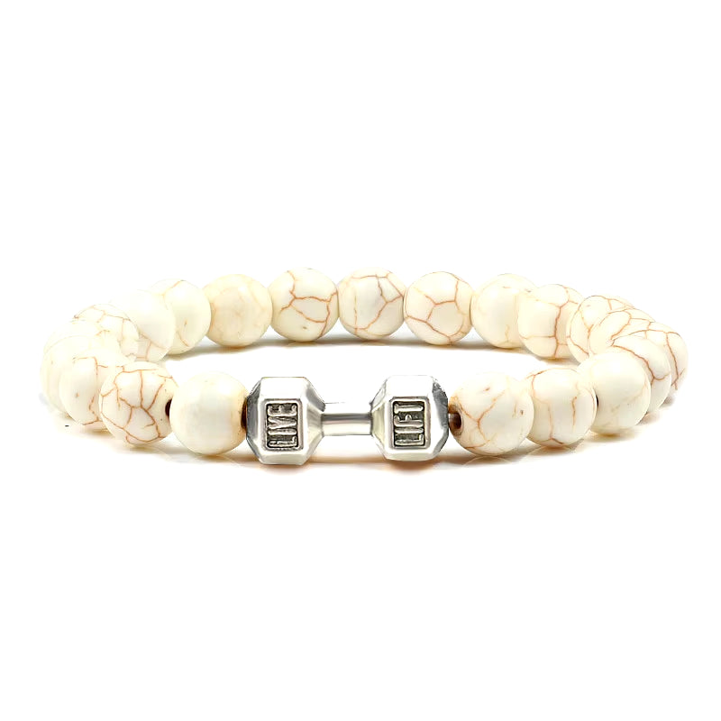 Pulsera Fitness con Mancuerna (Piedras Naturales)