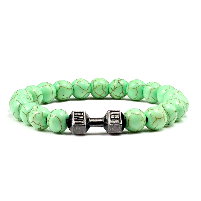 Pulsera Fitness con Mancuerna (Piedras Naturales)