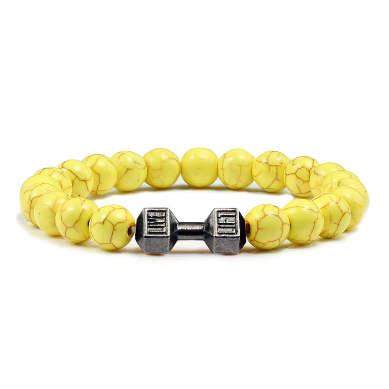 Pulsera Fitness con Mancuerna (Piedras Naturales)