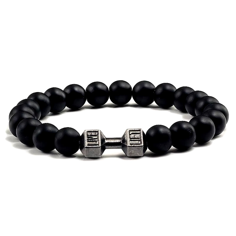 Pulsera Fitness con Mancuerna (Piedras Naturales)