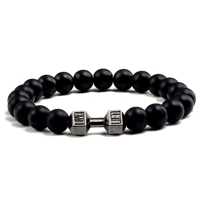 Pulsera Fitness con Mancuerna (Piedras Naturales)