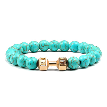 Pulsera Fitness con Mancuerna (Piedras Naturales)