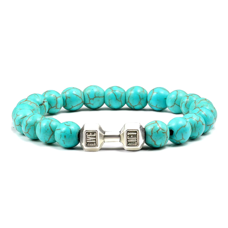 Pulsera Fitness con Mancuerna (Piedras Naturales)