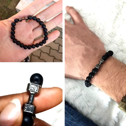 Pulsera Fitness con Mancuerna (Piedras Naturales)