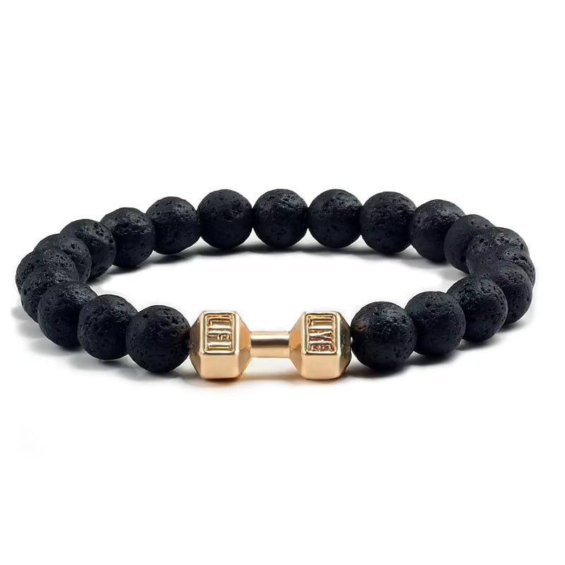 Pulsera Fitness con Mancuerna (Piedras Naturales)