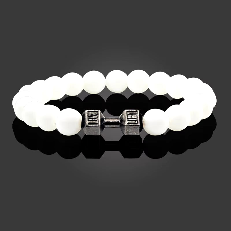 Pulsera Fitness con Mancuerna (Piedras Naturales)