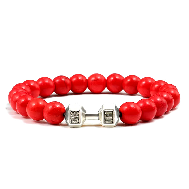 Pulsera Fitness con Mancuerna (Piedras Naturales)