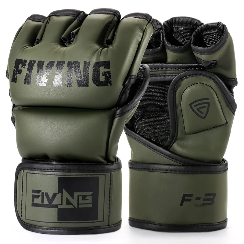 Guantes de MMA y Boxeo Medio Dedo FIVING (Cuero PU)
