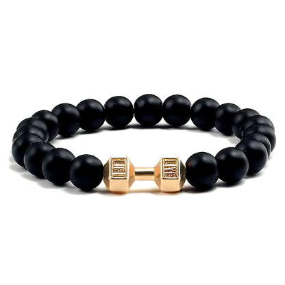 Pulsera Fitness con Mancuerna (Piedras Naturales)