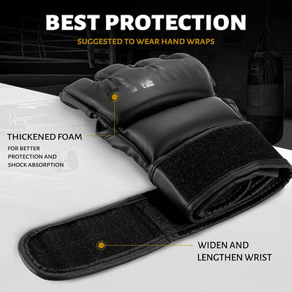 Guantes de MMA y Boxeo Medio Dedo FIVING (Cuero PU)