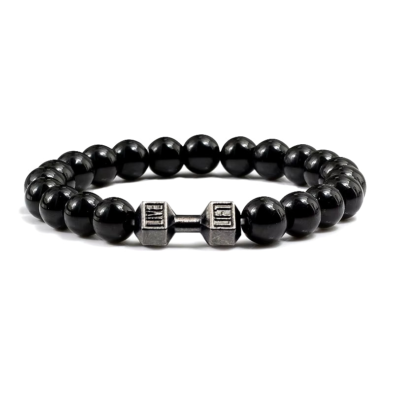 Pulsera Fitness con Mancuerna (Piedras Naturales)