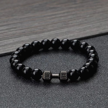 Pulsera Fitness con Mancuerna (Piedras Naturales)
