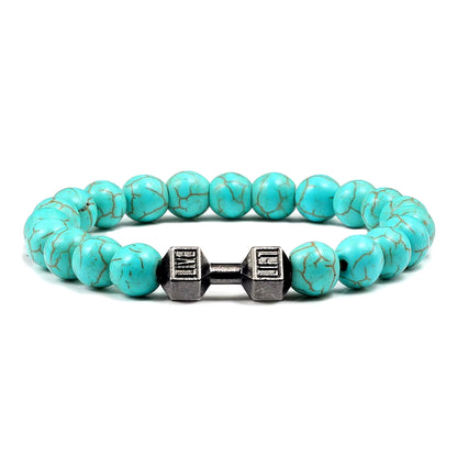 Pulsera Fitness con Mancuerna (Piedras Naturales)