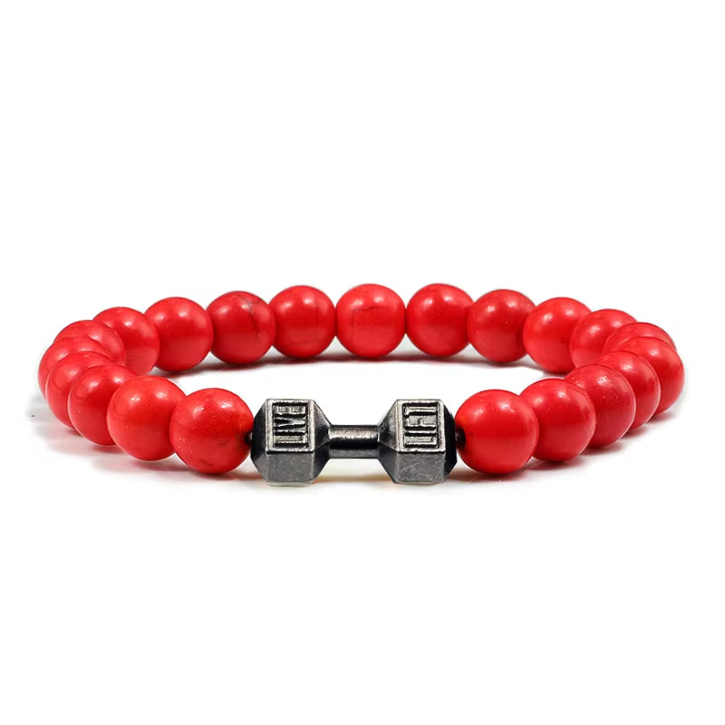 Pulsera Fitness con Mancuerna (Piedras Naturales)