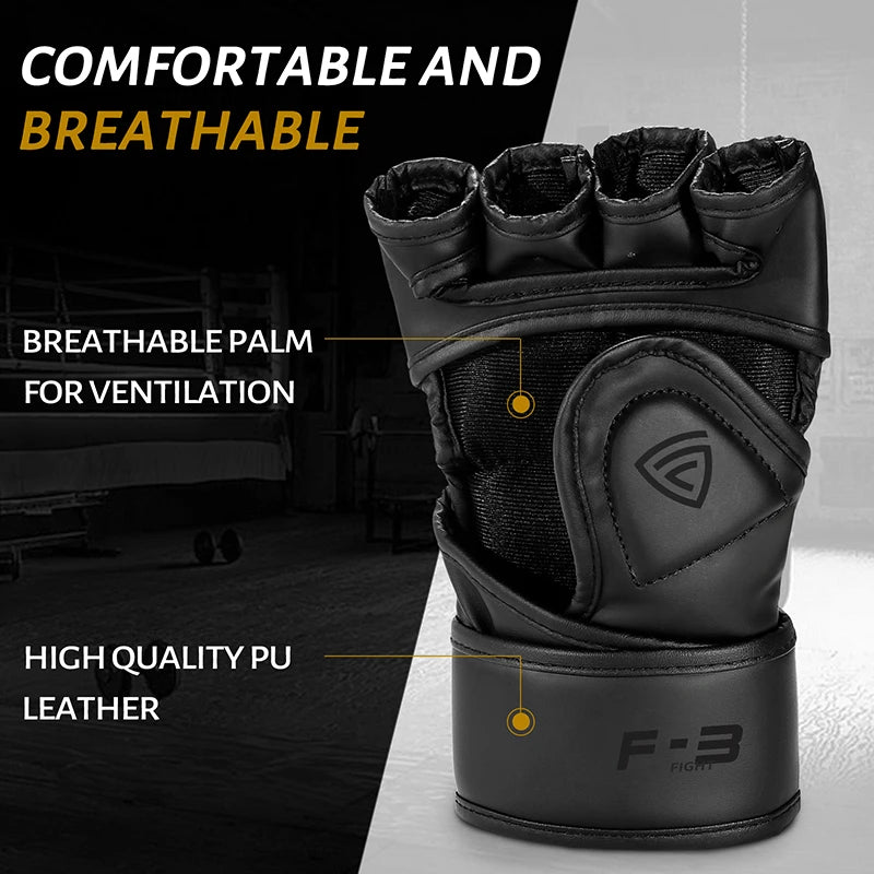 Guantes de MMA y Boxeo Medio Dedo FIVING (Cuero PU)