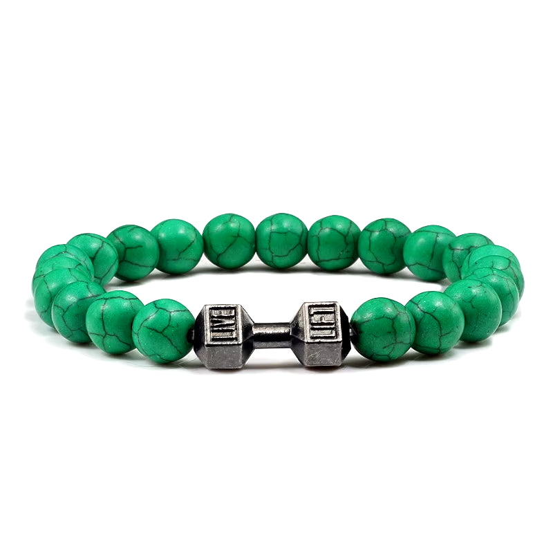 Pulsera Fitness con Mancuerna (Piedras Naturales)