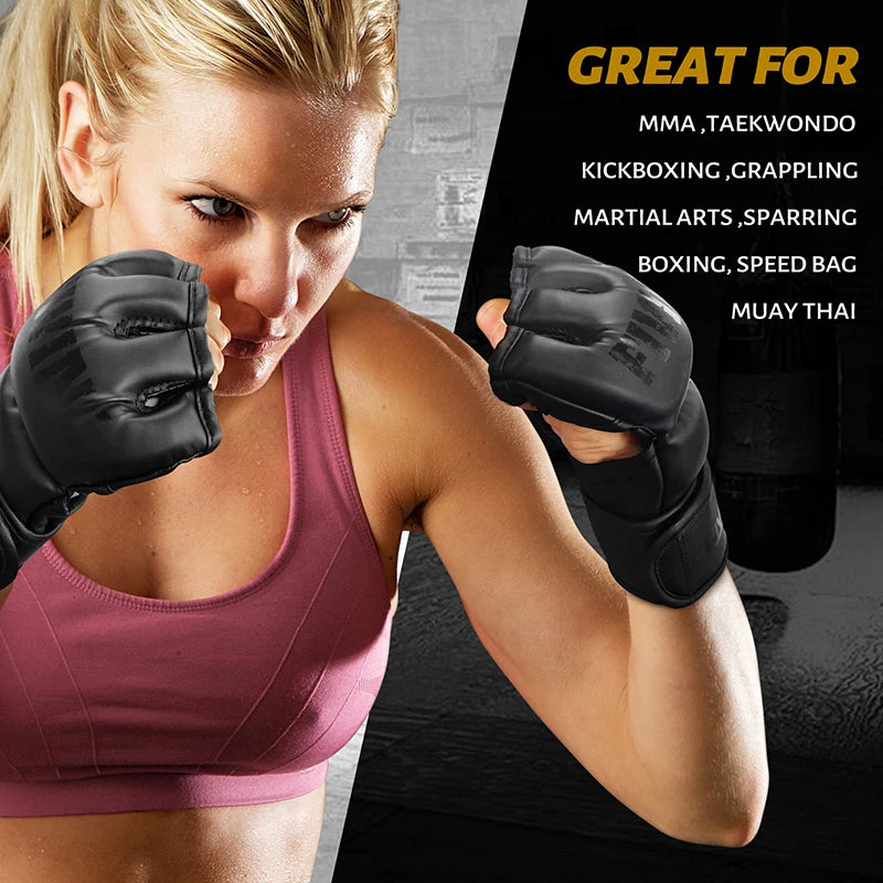 Guantes de MMA y Boxeo Medio Dedo FIVING (Cuero PU)