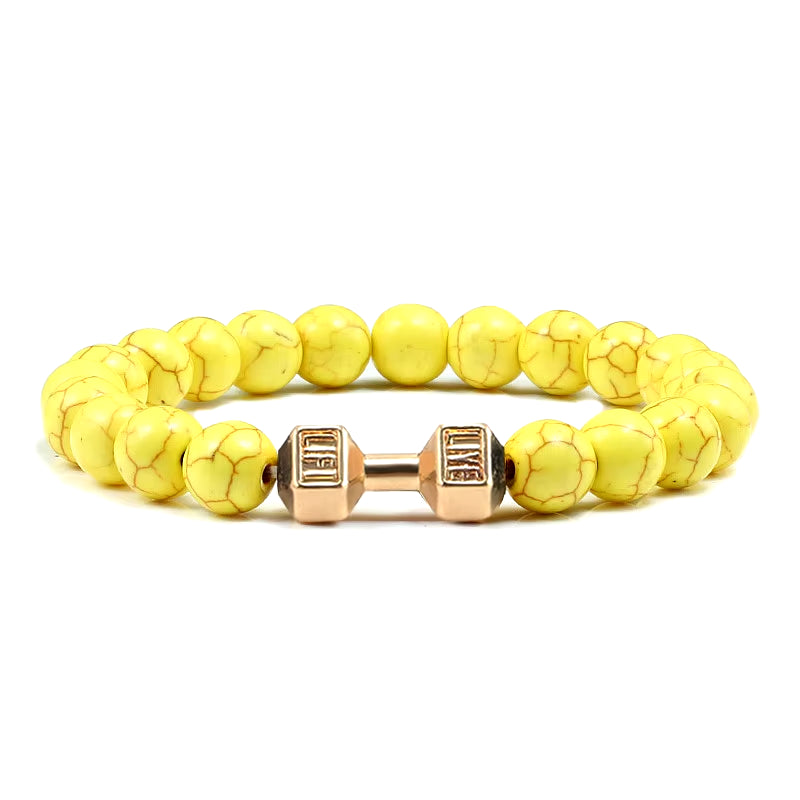Pulsera Fitness con Mancuerna (Piedras Naturales)