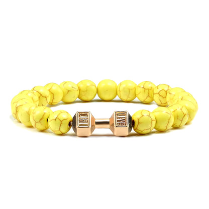 Pulsera Fitness con Mancuerna (Piedras Naturales)