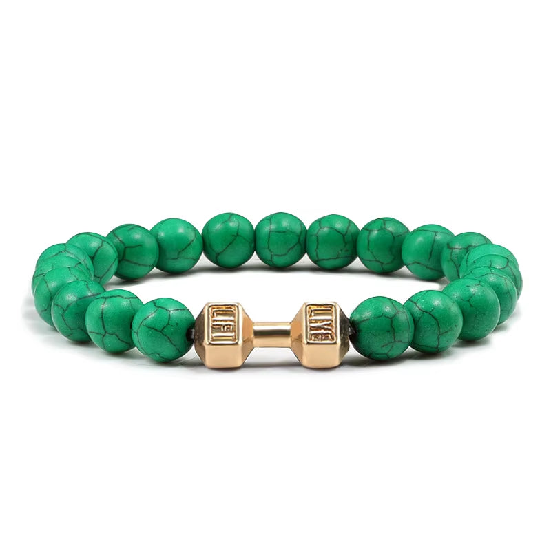 Pulsera Fitness con Mancuerna (Piedras Naturales)