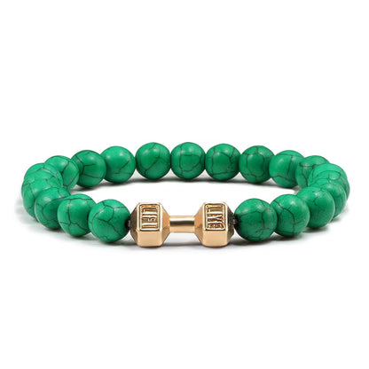 Pulsera Fitness con Mancuerna (Piedras Naturales)