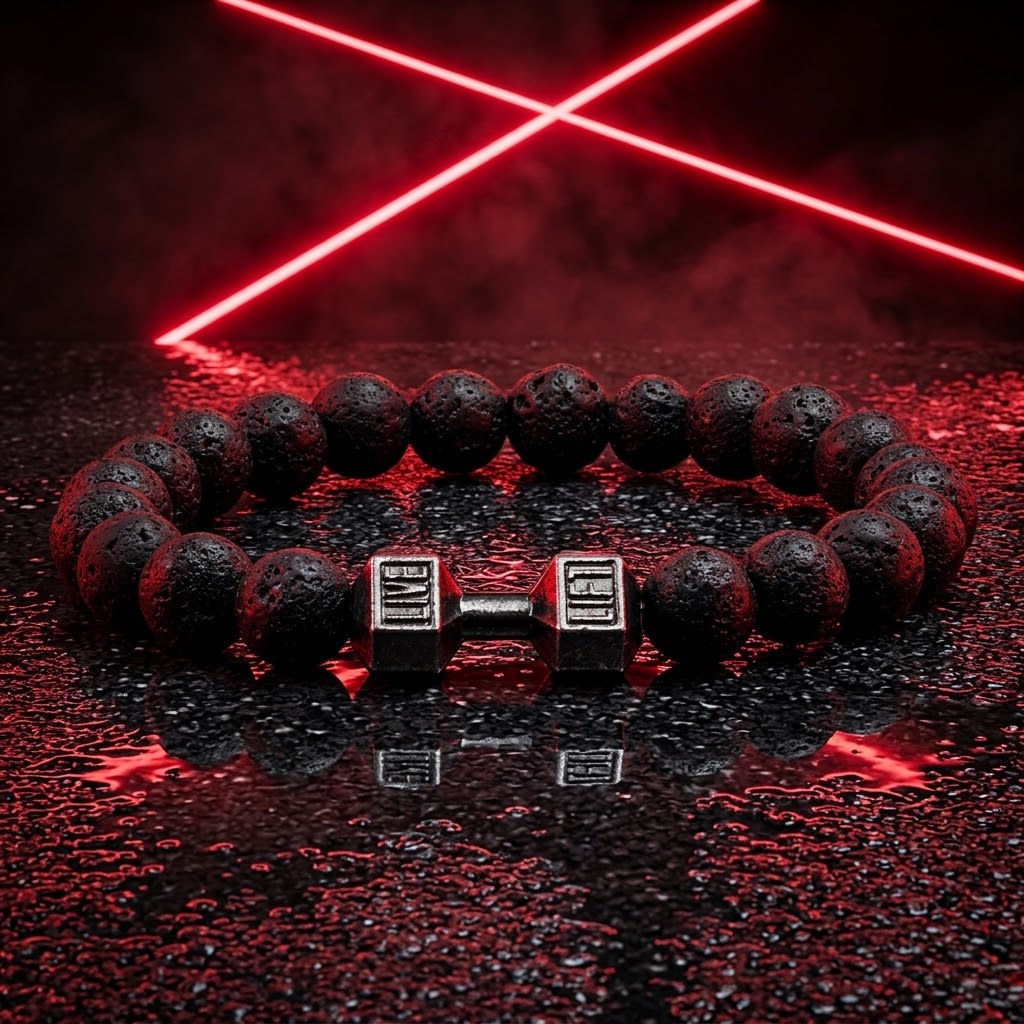 Pulsera Fitness con Mancuerna (Piedras Naturales)
